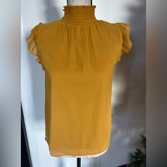 Banana Republic golden rod yellow Ruffle Sleeve Blouse - Picture 2 of 5